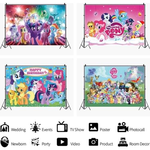 Cartoon Colorful Horse with Wings Backdrops Photo Background Decorations for Kids Birthday Party Portrait Photography Props