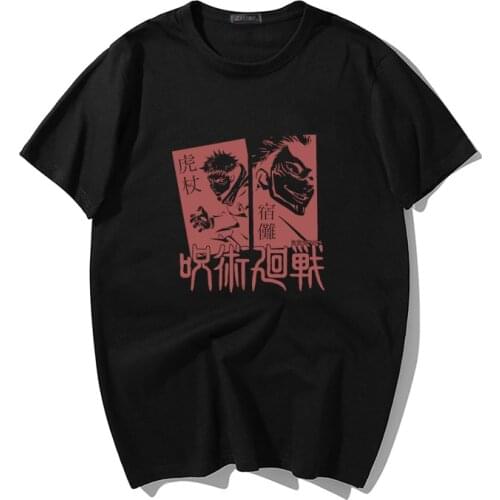Japanese Anime Jujutsu Kaisen T Shirt Men Kawaii Summer Punk Tops Yuji Itadori Graphic Tees Cool Cartoon Unisex T-shirt Male