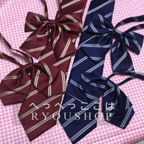 DK Neck Tie Wine Golden Stripe & Navy Silver Stripe British Japanese School Girls & Boys JK Uniform Bow Tie Students Cosplay