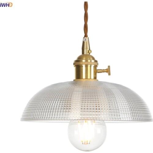 IWHD Nordic Style Edison LED Pendant Light Dinning Room Loft Industrial Decor Hanging Lamp Copper Glass Pendant Lights Hanglamp