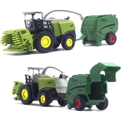 2Pcs 1/42 Diecast Tractor Harvester Farm Vehicle Car Model Kids Toy Xmas Gift