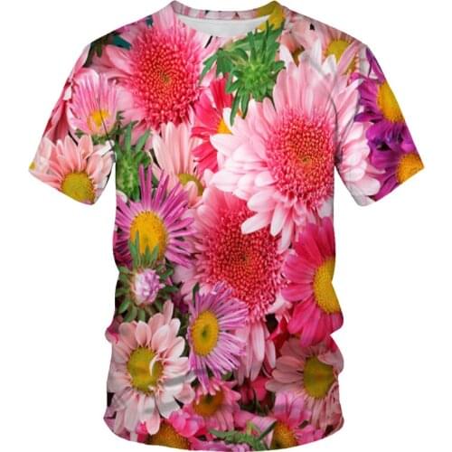 2021 summer mens plant flower 3D digital printing T-shirt fashion summer short-sleeved mens casual and comfortable 3DT shirt