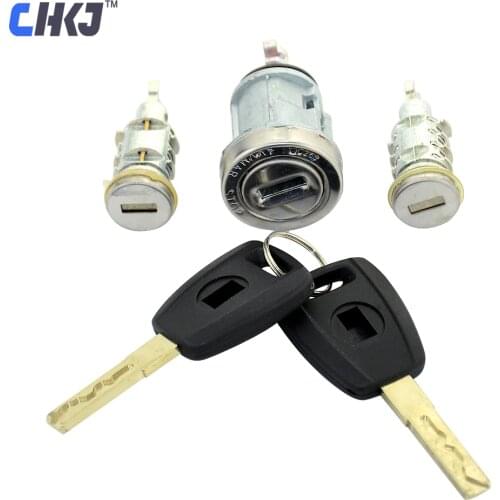 CHKJ SIP22 Blade Car Ignition Lock Set For Fiat Auto Milling Lock Modified Door Lock Cylinder Kit Replacement Lock with 2 Keys