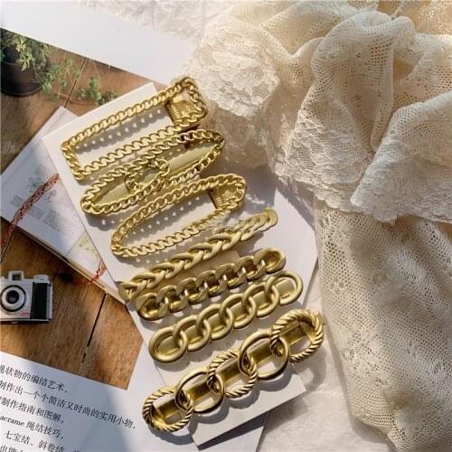 2020 New Vintage Metal Chain Hair Clips For Women Girls Fashion Hair Accessories Wholesale