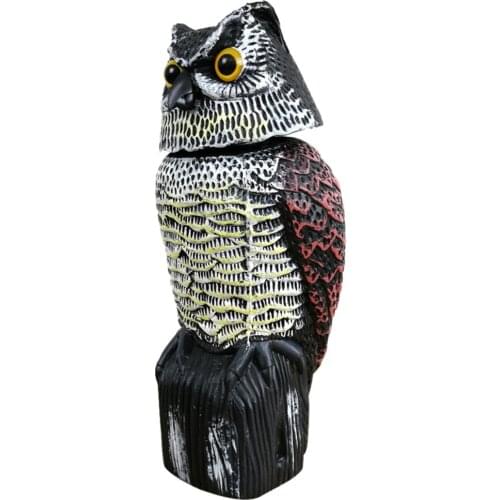 New Realistic Bird Scarer Rotating Head Sound Owl Prowler Decoy Protection Repellent Pest Control Scarecrow Garden Yard