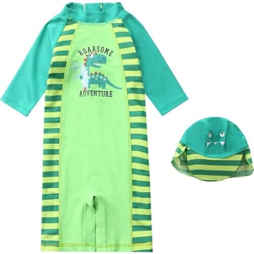 New style childrens swimsuit boys one-piece green dinosaur baby swimsuit Korean baby boy baby swimsuit XYY-34