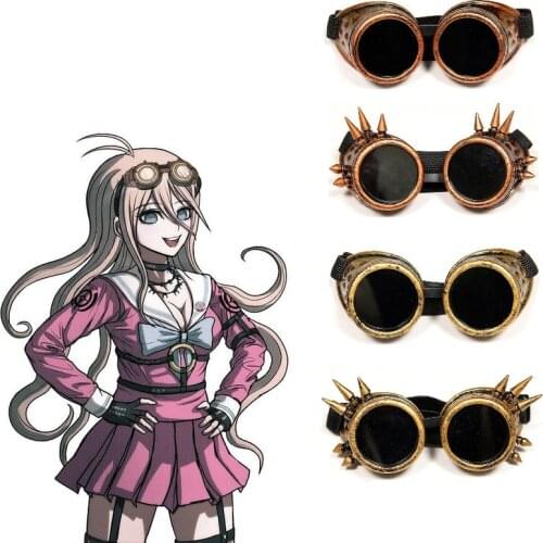 Danganronpa V3 Iruma Miu Cosplay Glasses Prop Gothic Goggles Cosplay Rivet Steampunk Goggles Welding Retro Eyewear Punk Goggles