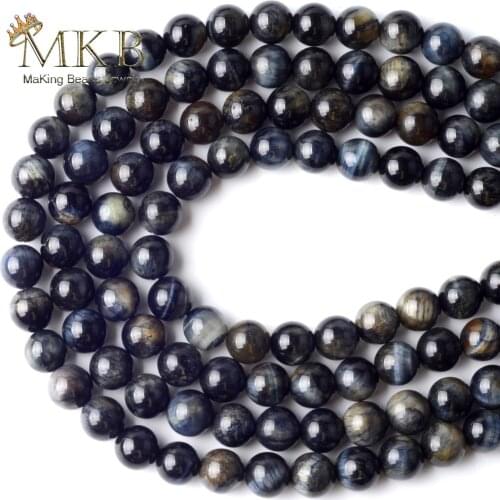Wholesale Natural Stone Dark Blue Tiger Eye Stone Round Beads Space Loose Beads For Jewelry Making 6/8/10mm Diy Bracelet 15