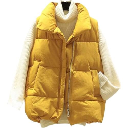 Autumn Winter Down Cotton Vest Jacket Women New Korean Slim fit Short parkas Female Student Sweet Cotton Vest Outerwear T323