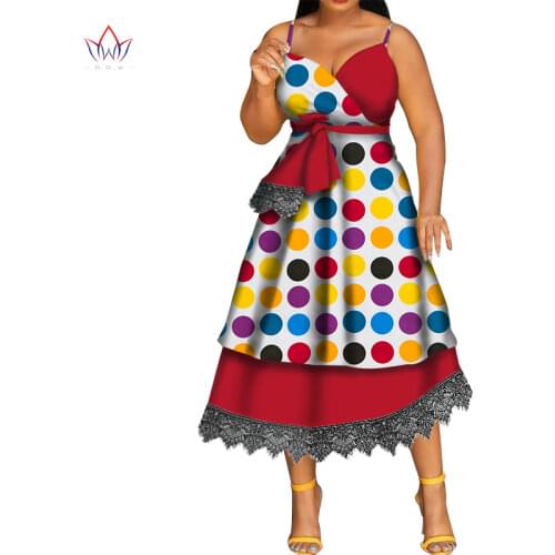 Sling Dress African Dresses for Women Wedding Party African Dresses for Women Dress V-neck Dashiki Dress Ankle Length WY5364