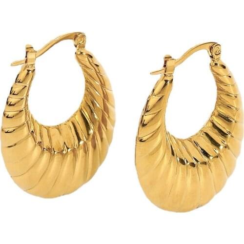 Earrings 2021 Trend Fashion Stainless Steel Delicate Texture Croissant Hollow Hoop Earring Designed Earrings Gold Jewelry