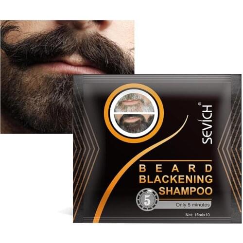 5Mins Blackening Beard Shampoo Dye Beard Into Black 15ml Herb Natural Faster Blackening Beard Coloring Grey Removal