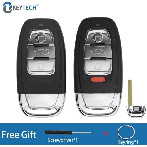 OkeyTech 3/4 Buttons For Audi A4L A6L Q5 A5 754C / 754G Replacement Remote Control Car Key Shell Cover Case Fob With Uncut Blade