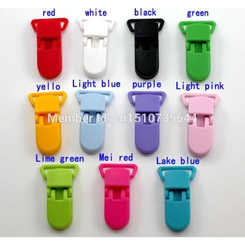 Solid color 100pcs KAM Plastic Clip Plastic Pacifier Clip Soother Clip For Baby 20mm