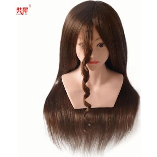 High grade professional mannequin head with shoulder medium brown hair mannequin dolls for hair styling maniqui head training