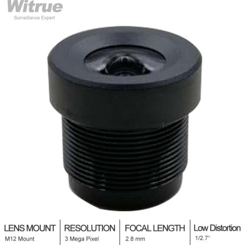 Witrue 3MP 2.8mm lenses 1/2.7 Inch M12 HFOV No Distortion for Gopro DJI/for SJCAM SJ7 Camera cctv lens with IR filter 650nm