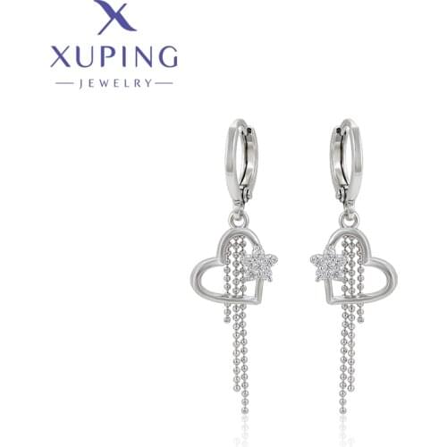 Xuping Jewelry Fashion New Arrival Trendy Heart Inlayed Synthetic Zircon Earrings for Women Gift 92563