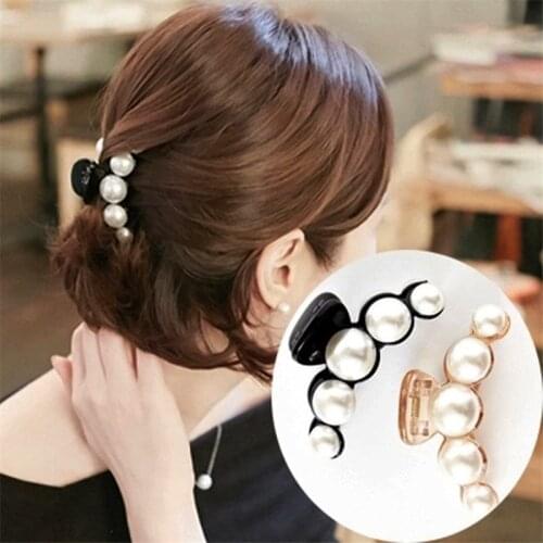 Luxury Pearls Hairpins Hair Ornaments Trendy Hair Clip Shiny Rhinestone Crab Hair Claws For Women Girl Accessories Headwear