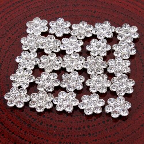 120PCS Handmade Vintage Metal Decorative Buttons Crystal Pearl Flower Center Alloy Flatback Rhinestone Buttons Craft Supplies