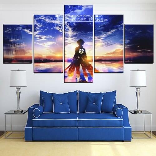 5 Pcs Anime Attack on Titan Eren Yeager HD Print Modular Poster Canvas Paintings Decoration Modern Wall Art Home Decor Pictures