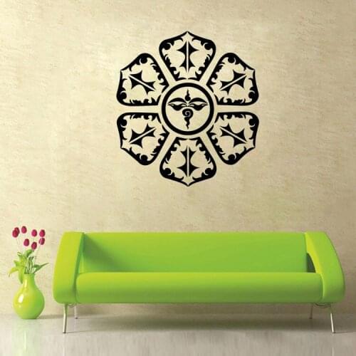 6 color India mandala Buddhist art decorative wall decals stickers home living room bedroom murals free shipping