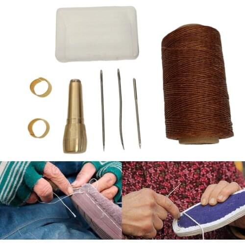 8Pieces Canvas Sewing Awl Needle 250m Waxed Thread for Tools Shoe and Repair