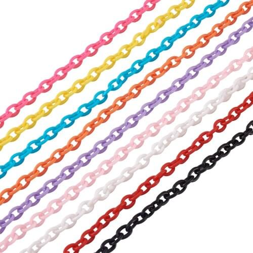 9strands/set Colorful Plastic Closed Soldered Link Cable Chain Oval DIY Necklace Bracelet Making Jewelry Findings Accessories