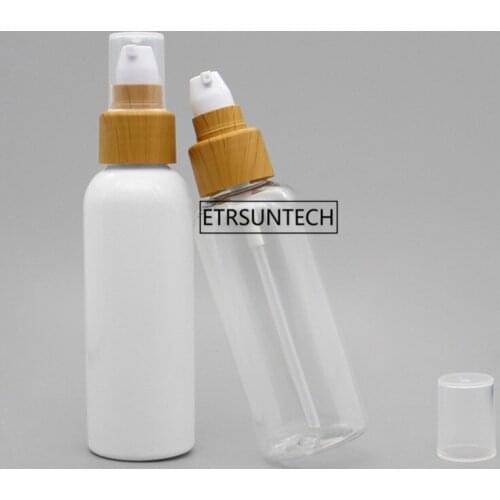 100pcs PET Bottle With Wood grain cover Lotion Pump Emulsion Pump Bottles Empty Cosmetic Packaging F3582