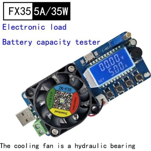 FX35 35W Constant Current Electronic Load 25V 5A USB Battery Power Tester Discharge Capacity Tester meter 12V 24V
