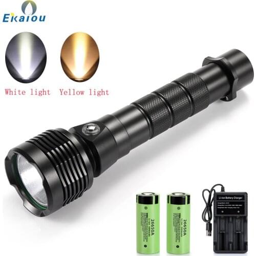 Hot Professional XHP70.2 Diving Flashlight LED White/Yellow Light 6000 LM Underwater 150M Waterproof Torch Catch fish Dive lamp