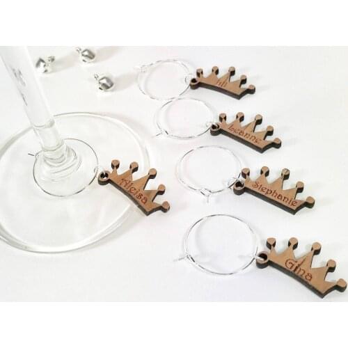 Personalised Crown Wine Glass Charms, Personalised Wine Glass Charm, Wedding Favours, Place Names, Wedding Table Ideas, Party Gi