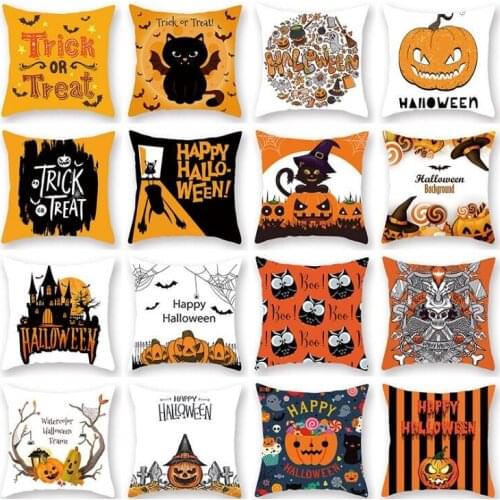 INS Halloween Pumpkin Skull Cushion Cover Cartoon Pillow Cover Luxury Printing Square Pillow Sham Personalized Pillowcase