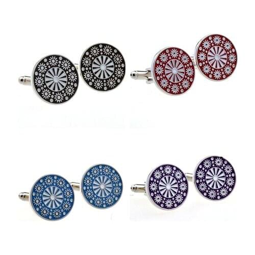 10pairs/lot Classic Vintage Enamel Cufflinks Retro Flower Pattern 5 Colors Plating Cuff Links Cufflinks Mens Jewelry Wholesale