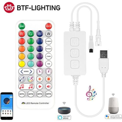 WS2812B WiFi Voice Music SPI Alexa Google Controller for WS2811 WS2812 IC LED Light Strip IOS Android APP USB or DC Power 5V-24V