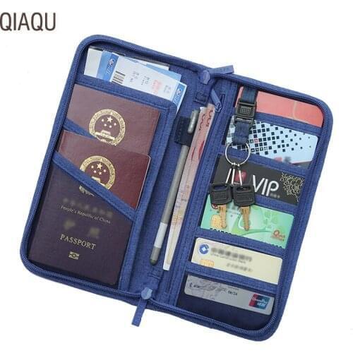 QIAQU Mens and women FashionTravel Wallet Passport Holder Multi-purpose Credit Card Package ID Document Multi Pockets Card Pack