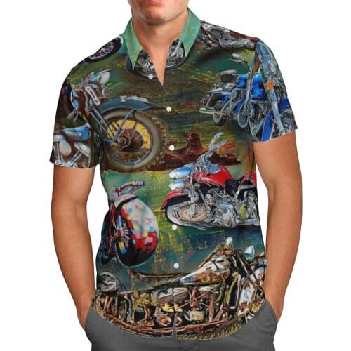 Cool Motorcycle Race 3D Beach Hawaiian 2021 Summer Shirt Short Sleeve Shirt Streetwear Oversized 5XL Camisa Social Chemise Homme