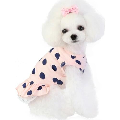 Summer Cute Dot Print Pet Clothes Dog Dress Sleeveless Sweet Dresses For Chihuahua Pug Pet Wedding Princess Skirt Clothing