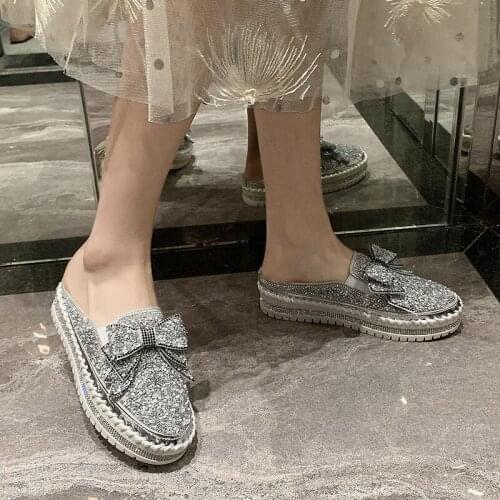 Summer Women Shoes Casual Fashion Bling Bow-knot Loafers Slip on Comfortable Plus Size Women Flats Shoes Slippers Zapatos Mujer