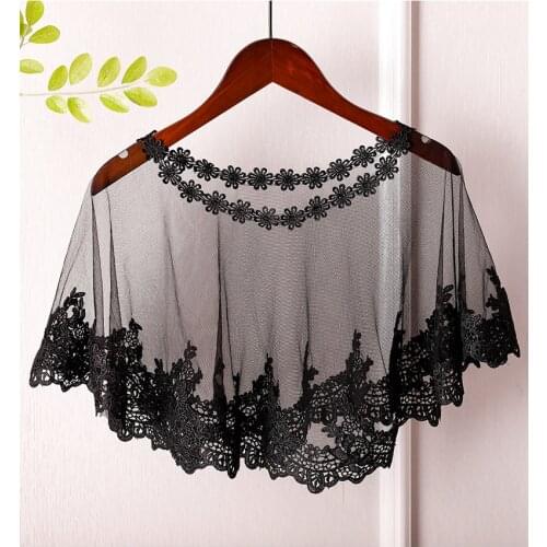 Summer Autumn Black Lace Bride Wedding Bolero Bridal Opera Evening Party Capes Wrap 2020