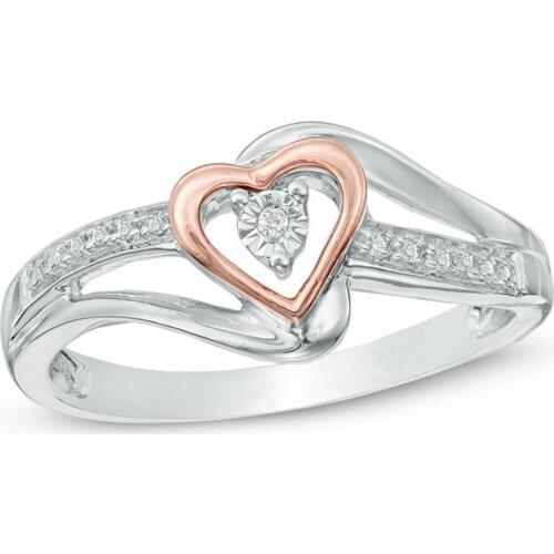 Sweet Fashion Crystal Ring Love Heart Shaped Wedding Rings Womens Zircon Engagement Rings Glamour Jewelry For Women Girls Gift