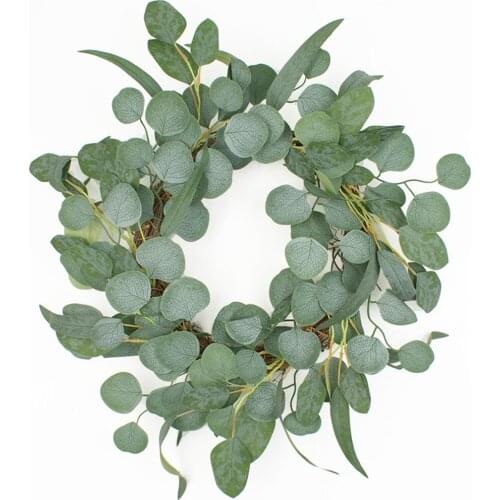 Hanging Artificial Eucalyptus Wreath Wedding Decoration Green Leaf Topiary Festival Celebration Front Door Vines Garland
