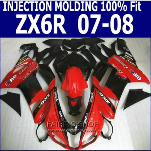 Motorcycle Fairings For Kawasaki zx6r 2008 08 ~ 07 2007 Injection mold redFairing kit (EMS free ) S104