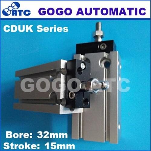CDUK32-15D SMC type double acting Non-rotating rod bore 32mm stroke 15mm aluminum alloy pneumatic air cylinder