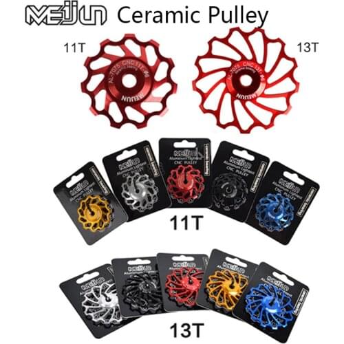 MEIJUN MTB Road Bike Ceramic Pulley 7005 Aluminum Alloy Rear Derailleur 11T 13T Guide Cycling Ceramics Bearing Jockey Wheel 1pcs