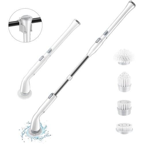 Cordless Car Cleaning Brush Electric Spin Scrubber with 4 Brush Heads Adjustable Extension Handle for Tile Floor Wall Kitchen