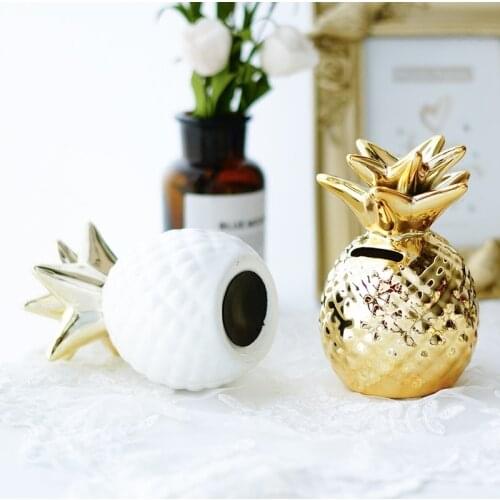 Nordic Ins Wind Pineapple Decoration Ceramic Piggy Bank Room Home Furnishings Decoration Coin Piggy Bank Crafts Home Decoration