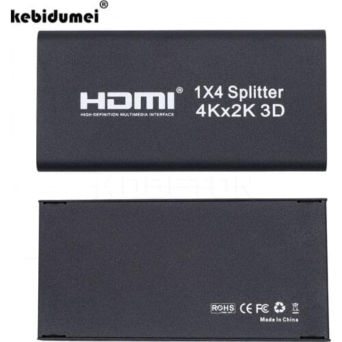 Kebidumei 4K x 2K 3D HDMI 1x4 2160P Splitter Real 4K x 2K Amplifier HDMI Switch Switcher 1 in 4 Out Converter adapter For HDTV