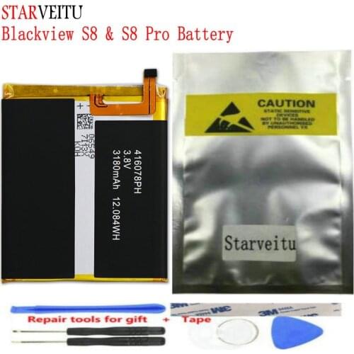 STARVEITU Battery for Blackview S8 Pro 3180mAh Bateria Mobile Phone Replacement Li-ion Batteries for S8 with Repair Tools