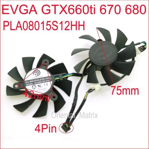 PLA08015S12HH 12V 0.35A 75mm 42*42*42mm 4Pin 4Wire VGA Fan For EVGA GTX660ti GTX670 GTX680 Graphics Card Cooling Fan