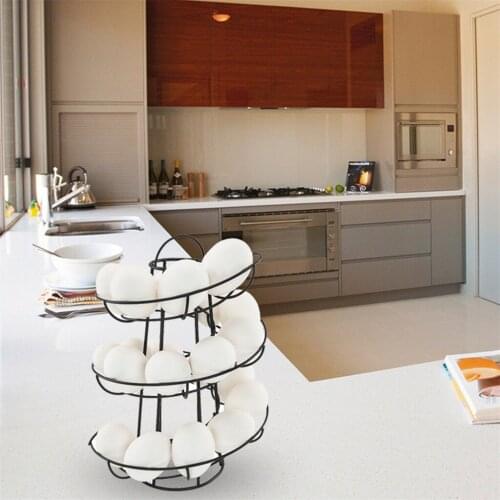Iron Art Display Restaurant Basket Egg Holder Storage Rack Deluxe Spiraling Dispenser Rack Basket Storage Stand Space Up to 24